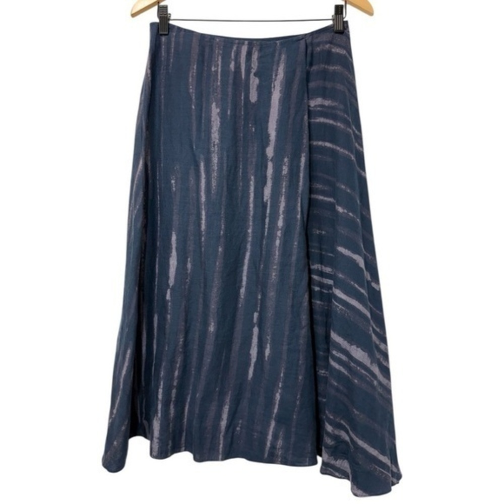 Dkny Navy Linen Midi Asymmetrical A-Line Skirt size 4